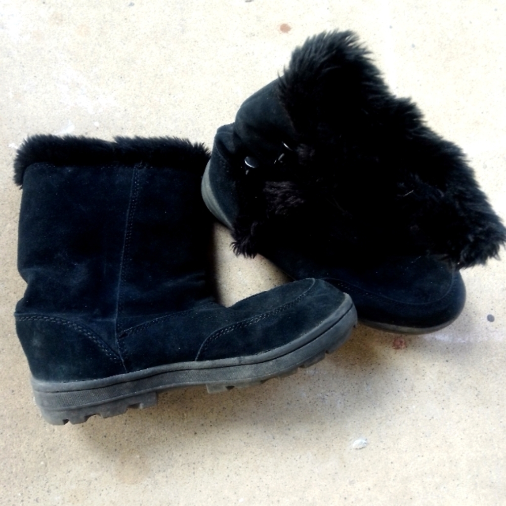 Short Furry Black Booties